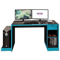 Mesa para Computador Notebook Desk Game Drx 3000 Preto/Azul - Móveis Leão - 1