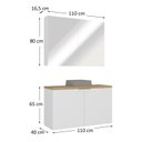 Ver imagem 4 de Conjunto Gabinete de Banheiro com Cuba e Espelheira Suspenso em MDF 110cm Nature Branco/Carvalho