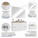 Ver imagem 5 de Conjunto Gabinete de Banheiro com Cuba e Espelheira Suspenso em MDF 110cm Nature Branco/Carvalho