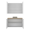 Ver imagem 2 de Conjunto Gabinete de Banheiro com Cuba e Espelheira Suspenso em MDF 110cm Nature Branco/Carvalho