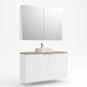 Ver imagem 3 de Conjunto Gabinete de Banheiro com Cuba e Espelheira Suspenso em MDF 110cm Nature Branco/Carvalho