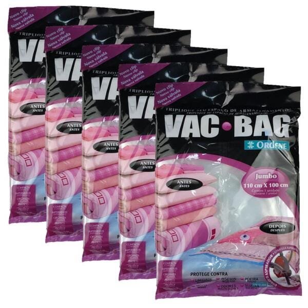 KIT 5 ORGANIZADOR A VACUO SACO VAC BAG JUMBO 110X100CM ORDENE
