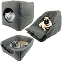 Ver imagem 1 de Cama Toca Iglu 3 em 1 Suede Cachorro e Gato Frio Quente Pet Tamanho M - Cinza