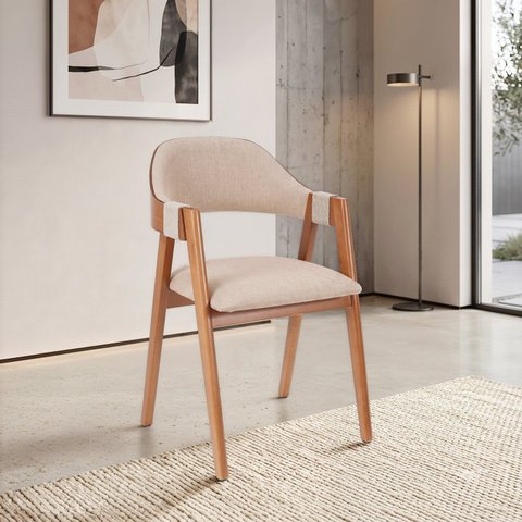 Cadeira de Jantar em Madeira Maciça com Encosto Laminado e Corda Artesanal Aurora Espresso Móveis
