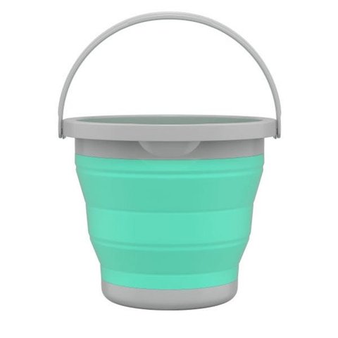 Balde Retrátil Flash Limp de Silicone Dobrável Plástico Verde Flexível 5 Litros