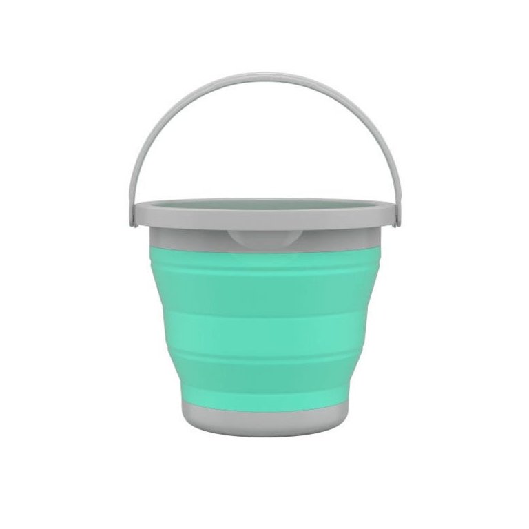 Balde Retrátil Flash Limp de Silicone Dobrável Plástico Verde Flexível 5 Litros