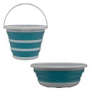 Ver imagem 1 de Kit 2 Pçs 1 Balde Retrátil de Silicone 10 L 1 Bacia Dobrável 8 L Plástico Verde Flexível Flash Limp