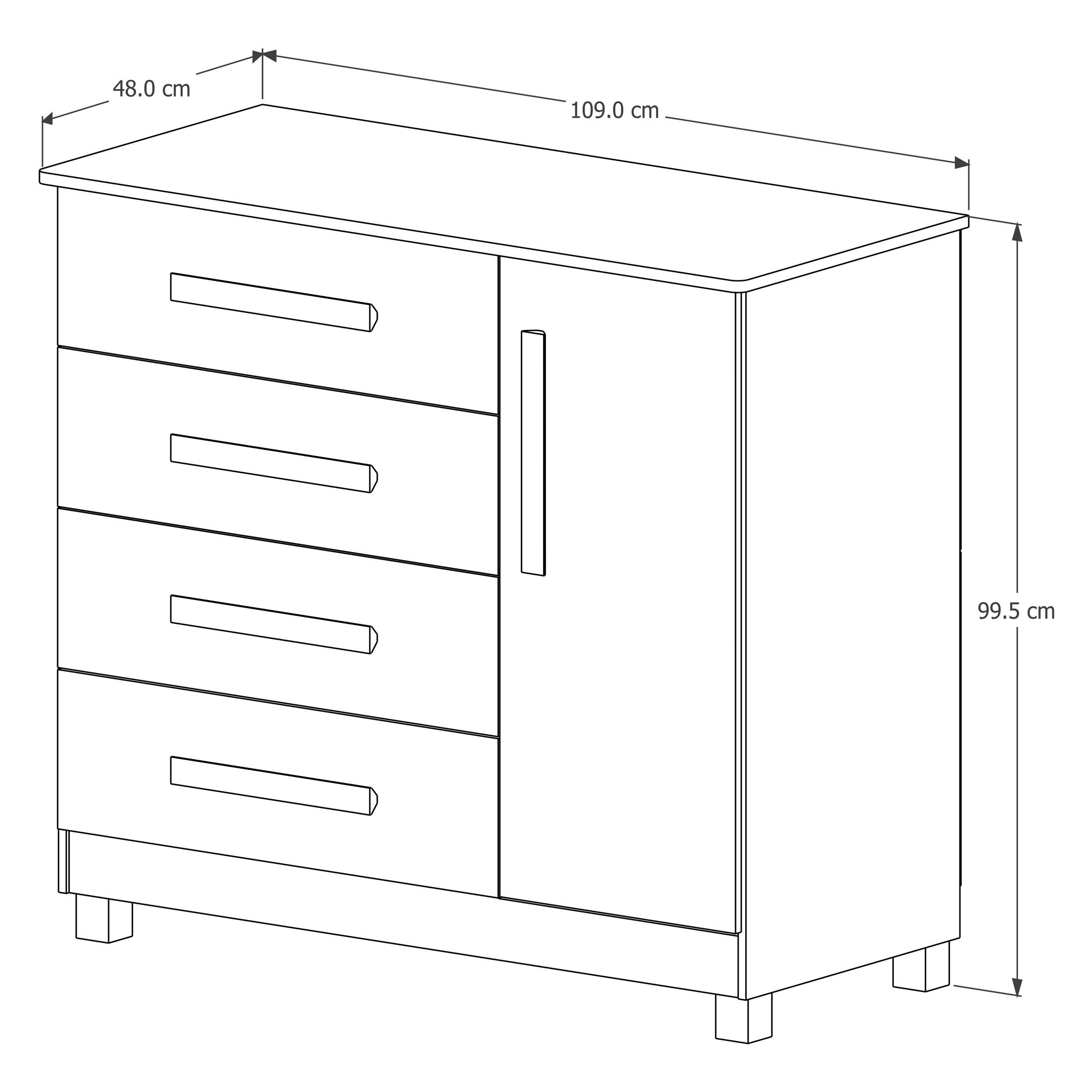 Cômoda para Quarto Sapateira 4 Gavetas Grécia Branco - 3