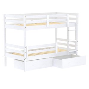Beliche Solteiro Eco com 02 Gavetas e Grade de Proteção Madeira Maciça Branco Mobilistore