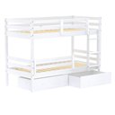 Ver imagem 1 de Beliche Solteiro Eco com 02 Gavetas e Grade de Proteção Madeira Maciça Branco Mobilistore