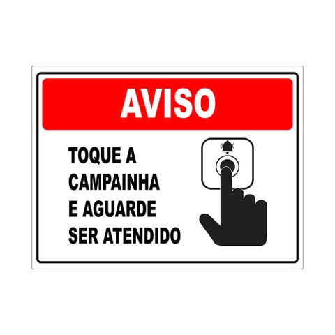 Placa Sinalização Toque a Campainha 20x30cm Tacolado 05 Unidades