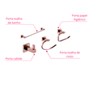 Ver imagem 7 de Kit Acessórios de Banheiro Lavabo 4 Peças Rose Gold Luxo Ikab06