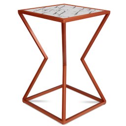 Mesa de Canto Lateral Alta Quadrada para Sala Austria - Cobre Vulcano - 6