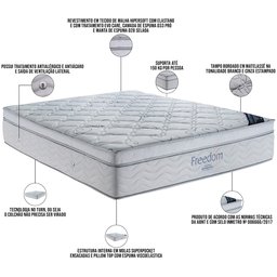 Colchão King Molas Ensacadas Pillow Viscoelástico 193x203 Freedom Branco Cinza - Ortobom - 2
