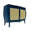 Ver imagem 3 de Cômoda Bombê Isabel Luiz Xv 2 Portas Palhinha Tampo Pedra Laca Azul Gloss