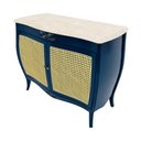 Ver imagem 1 de Cômoda Bombê Isabel Luiz Xv 2 Portas Palhinha Tampo Pedra Laca Azul Gloss