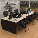 Ver imagem 5 de Escrivaninha Mesa Escritório 12 Gavetas 6 Lugares 360cm Carvalho e Preto Bege