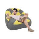 Ver imagem 2 de Poltrona Paloma Escritório Sala Pé Plástico Suede Cinza e Suede Amarelo - Dominic Decor