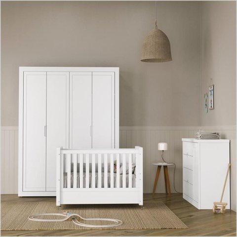 Berço Tutto Laqueado 2 em 1 Mini Berço 100% Mdf com Capitonê Branco Soft 61734/51707 Matic Moveis
