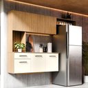 Ver imagem 1 de Armário de Cozinha Completo Joana com 6 Portas e 1 Gaveta para Cozinha Compacta Ripado Off