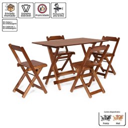 Conjunto de Mesa Dobrável com 4 Cadeiras 120x70 Imbuia - Móveis Britz - 6