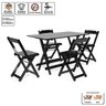 Conjunto de Mesa Dobrável com 4 Cadeiras 120x70 Preta - Móveis Britz - 4