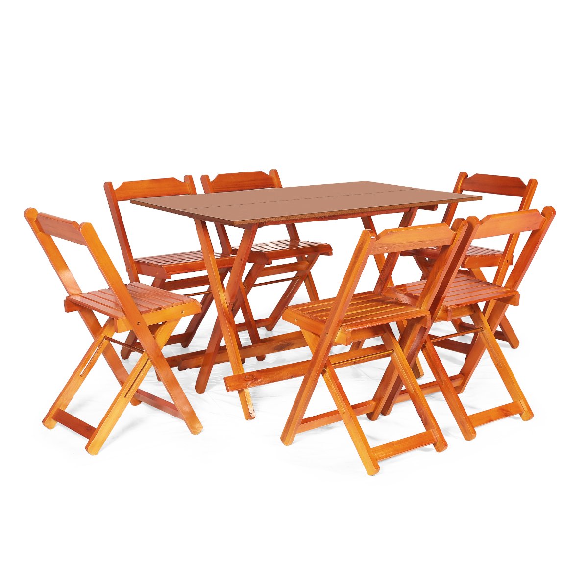 Conjunto de Mesa Dobrável com 6 Cadeiras 120x70 Preta Mel - Móveis Britz - 1