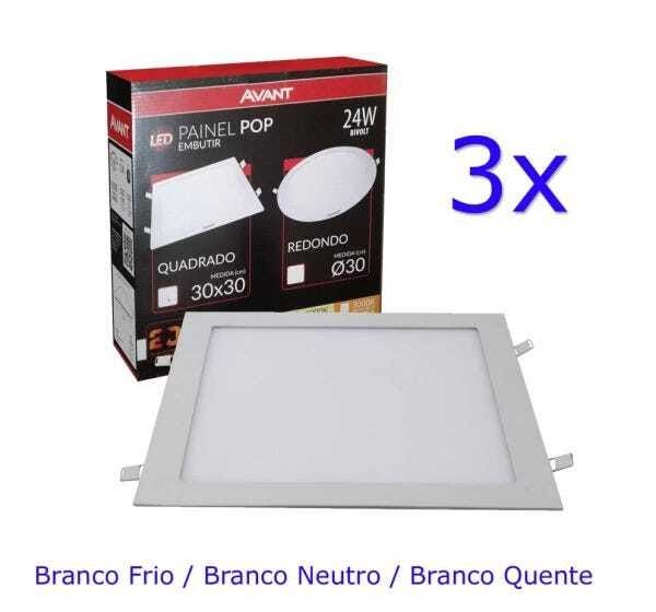 Painel Plafon LED Embutir 24W Quadrado Branco Neutro 4000K - 2