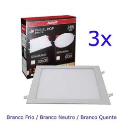 Painel Plafon LED Embutir 24W Quadrado Branco Neutro 4000K - 2