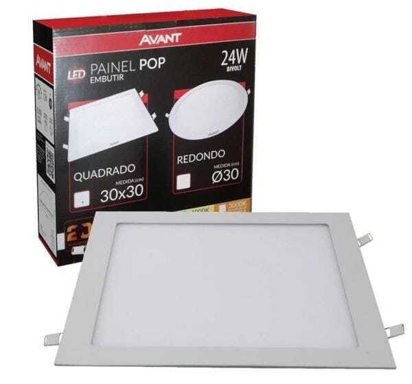 Painel Plafon LED Embutir 24W Quadrado Branco Neutro 4000K