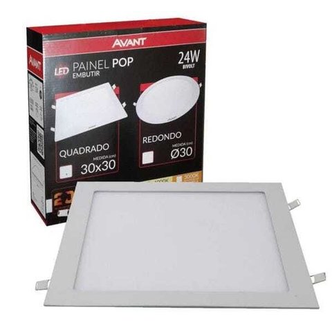 Painel Plafon LED Embutir 24W Quadrado Branco Neutro 4000K
