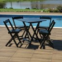 Ver imagem 3 de Conjunto de Mesa Dobrável com 4 Cadeiras 70x70cm Preta - Móveis Britz