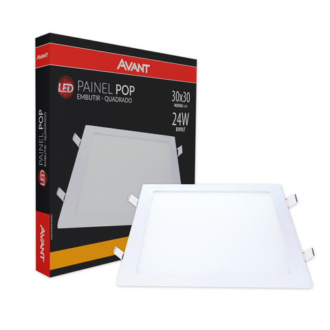 Painel Plafon Led Embutir Quadrado 24w 3000k Bivolt