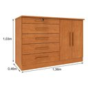 Ver imagem 3 de Cômoda com 2 Portas e 5 Gavetas 136cm Multimóveis CR35478 Cinamomo