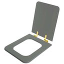 Ver imagem 2 de Assento Sanitário Soft Close Square Cinza Ambar para Vaso Incepa com Ferragem Dourada