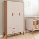 Ver imagem 2 de Guarda Roupa Quarto Infantil Iris com 3 Portas e 1 Gaveta Naturale/off White