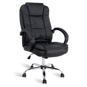 Cadeira de Escritório Presidente, Base Cromada, Preta - Mb-C730