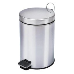 Lixeira Redonda 12 Litros, com Pedal e Cesto Removível - Aço Inox - 1