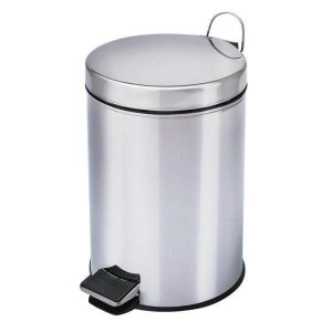 Lixeira Redonda 12 Litros, com Pedal e Cesto Removível - Aço Inox
