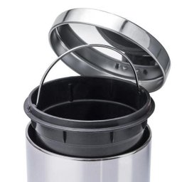 Lixeira Redonda 12 Litros, com Pedal e Cesto Removível - Aço Inox - 5