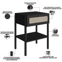 Ver imagem 4 de Mesa de Cabeceira 01 Gaveta com Telinha Pés Madeira Moss A03 Nero Preto