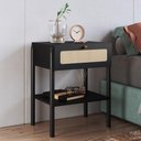 Ver imagem 5 de Mesa de Cabeceira 01 Gaveta com Telinha Pés Madeira Moss A03 Nero Preto