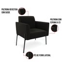 Ver imagem 5 de Sofá Namoradeira e 2 Poltronas Pé de Ferro Preto Marisa Suede Preto D03 - D'Rossi