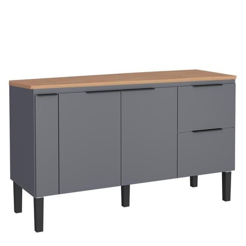 Balcão Buffet Cozinha com Tampo 144x85x51cm Cisne 150 Cozimax Cinza/jequitiba