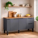 Ver imagem 3 de Balcão Buffet Cozinha com Tampo 144x85x51cm Cisne 150 Cozimax Cinza/jequitiba