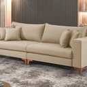 Ver imagem 3 de Sofá Fixo 6 Lugares M-197 2,80m Molas Bonnel Almofadas Soltas Linho Estofados Martins