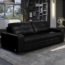 Ver imagem 1 de Sofá Decorativo 2 Lugares Turim 150cm Couro Preto G58 - Gran Belo