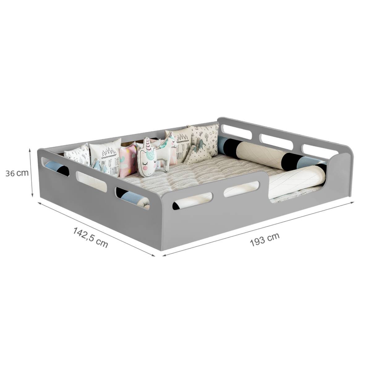 Cama Montessori Casal Para Criança Cinza Potente - 3