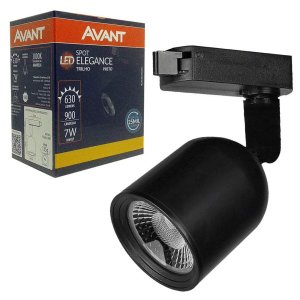 Spot de Trilho Elegance Preto 7W Bivolt Avant Branco Quente