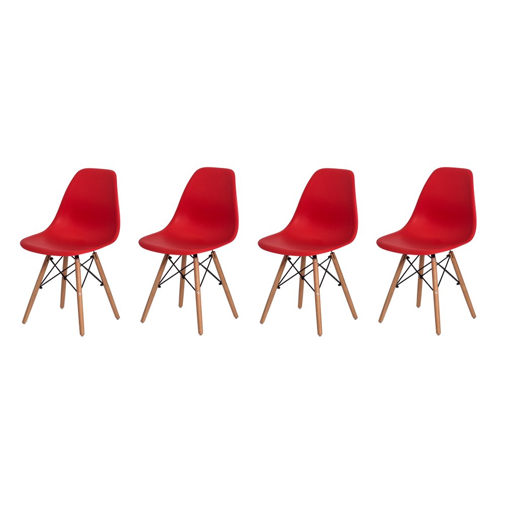 Kit 4 Cadeiras Eames Eiffel - Vermelho